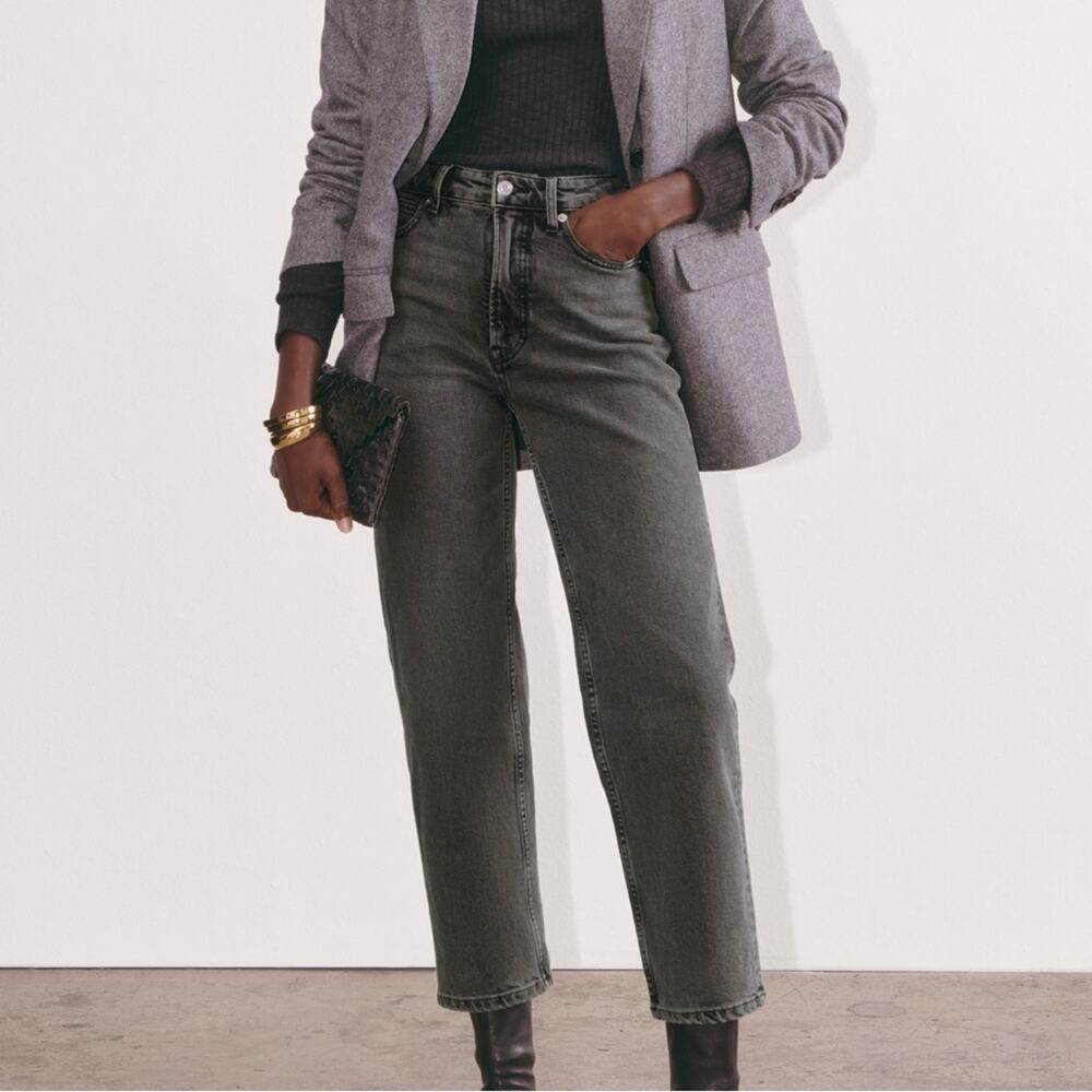 Everlane The Way High Jean Organic Cotton Black Wash Rigid Denim Size 24 Long